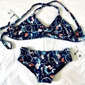 NWT FUSED HAWAII 2 piece Mermaid Dreams bikini LARGE top & MEDIUM Kona bottom